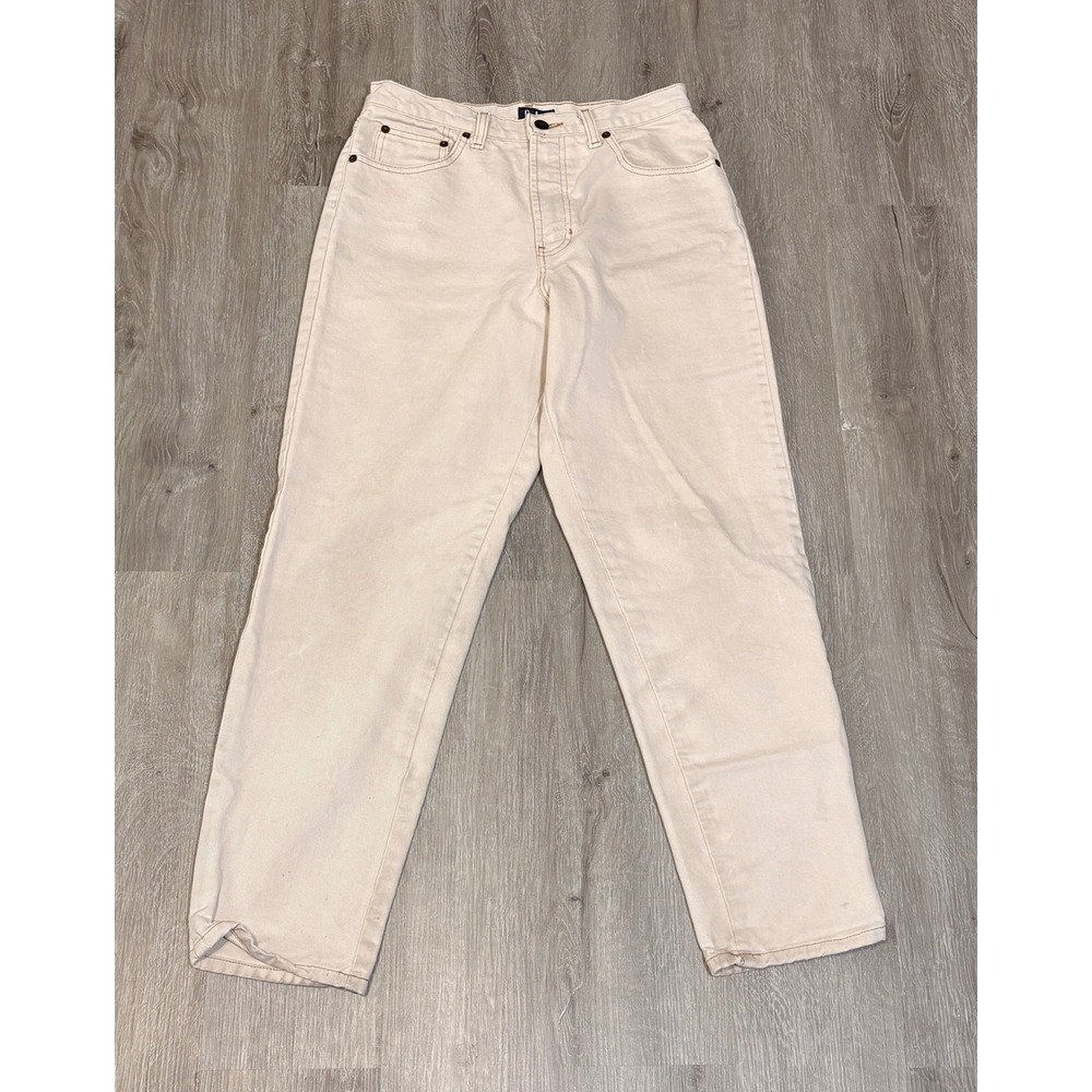 Vintage 90s Gap High Waisted Ankle Jeans Cream Off White Made in USA Size 10